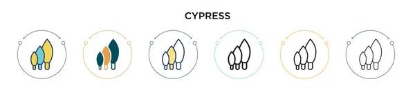 塗りつぶし 細い線 アウトライン ストロークのスタイルでサイプレスアイコン 2色と黒の檜のベクトルのイラストベクトルのアイコンのデザインは モバイル Webに使用することができます — ストックベクタ