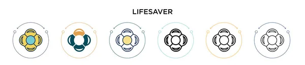 Lebensretter Symbol Gefüllter Dünner Linie Umriss Und Strichstil Vektor Illustration — Stockvektor