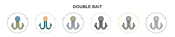 Double Bait Icon Filled Thin Line Outline Stroke Style Vector — Stock Vector