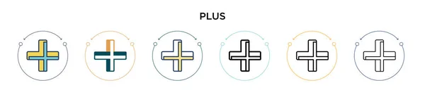 フルライン シンライン アウトライン ストロークスタイルのプラスアイコン 2つの色と黒のベクトルアイコンのベクトルイラストは モバイル Webに使用することができます — ストックベクタ