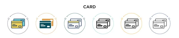 細い線 アウトライン ストロークスタイルのカードアイコン 2色と黒のカードベクトルのアイコンのベクトルイラストは モバイル Webに使用することができます — ストックベクタ