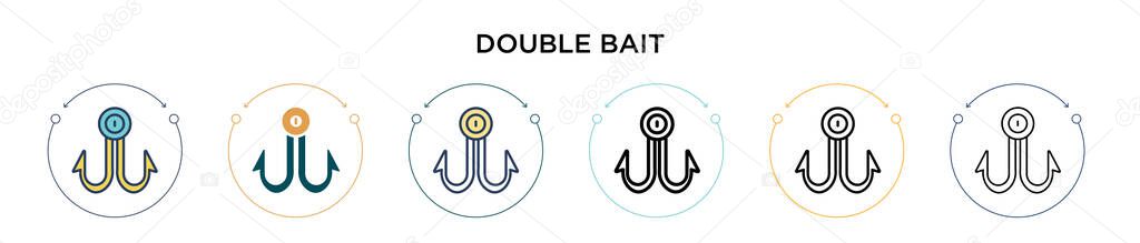Double bait icon in filled, thin line, outline and stroke style. Vector illustration of two colored and black double bait vector icons designs can be used for mobile, ui, web