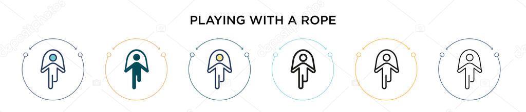 Playing with a rope icon in filled, thin line, outline and stroke style. Vector illustration of two colored and black playing with a rope vector icons designs can be used for mobile, ui, web