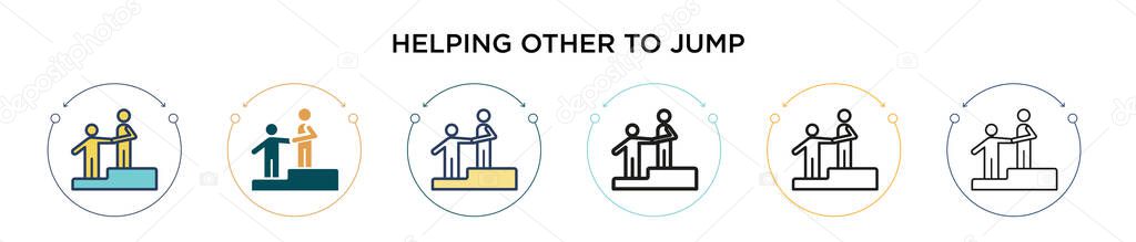 Helping Other Jump Icon Filled Thin Line Outline Stroke Style Stock Vector