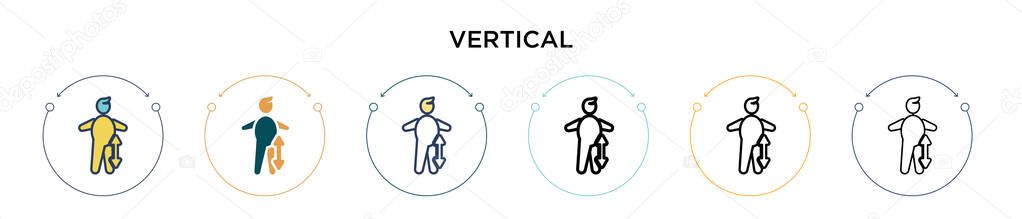 Vertical icon in filled, thin line, outline and stroke style. Vector illustration of two colored and black vertical vector icons designs can be used for mobile, ui, web