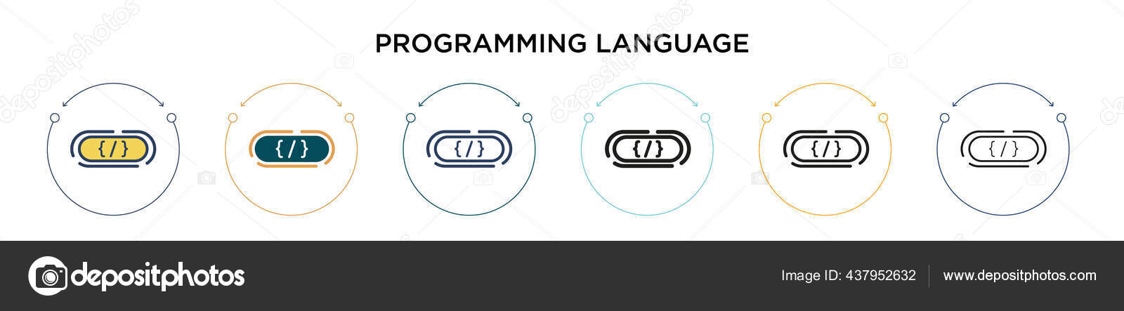Programming Language Icon Filled Thin Line Outline Stroke Style Vector ...