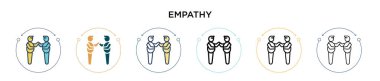Empati simgesi dolu, ince çizgi, özet ve vuruş stili. Mobil, ui, web için iki renkli ve siyah empati vektör ikonu tasarımının vektör illüstrasyonu kullanılabilir