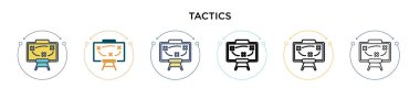 Taktik simgesi dolu, ince çizgi, özet ve vuruş stili. Mobil, ui, web için iki renkli ve siyah vektör ikonu tasarımı vektör illüstrasyonu kullanılabilir