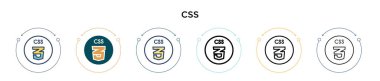 Css simgesi dolu, ince çizgi, özet ve vuruş stili. Mobil, ui, web için iki renkli ve siyah css vektör ikonu tasarımı vektör illüstrasyonu kullanılabilir