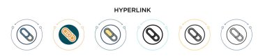 Hiperlink simgesi doldurulmuş, ince çizgi, özet ve vuruş stili. Mobil, ui, web için iki renkli ve siyah hiper bağlantı vektör simgesi tasarımı vektör illüstrasyonu kullanılabilir