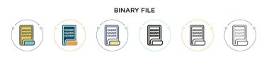 İkili dosya simgesi doldurulmuş, ince çizgi, özet ve vuruş tarzı. Mobil, ui, web için iki renkli ve siyah ikili dosya vektör ikonu tasarımının vektör illüstrasyonu kullanılabilir