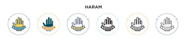 Kutsal ikon dolu, ince çizgi, özet ve vuruş stili. Mobil, ui, web için iki renkli ve siyah haram vektör ikonu tasarımı vektör illüstrasyonu kullanılabilir