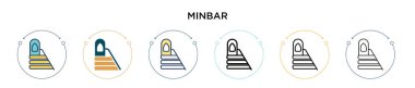 Minbar simgesi dolu, ince çizgi, özet ve vuruş stili. Mobil, ui, web için iki renkli ve siyah minbar vektör ikonu tasarımı vektör illüstrasyonu kullanılabilir