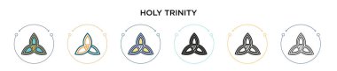 Kutsal Üçlemeci ikonu. İnce çizgi, özet ve vuruş stili. Mobil, ui, web için iki renkli ve siyah Üçlemeci vektör ikonu tasarımı vektör illüstrasyonu kullanılabilir