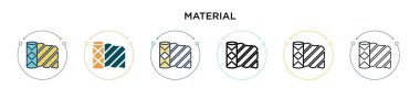 Malzeme simgesi doldurulmuş, ince çizgi, ana hatlar ve vuruş stili. Mobil, ui, web için iki renkli ve siyah madde vektör ikonu tasarımının vektör illüstrasyonu kullanılabilir