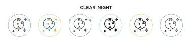 Açık bir gece ikonu, ince çizgi, özet ve vuruş stili. Mobil, ui, web için iki renkli ve siyah gece vektör ikonu tasarımı vektör illüstrasyonu kullanılabilir