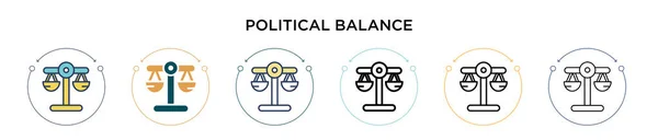 Icono Equilibrio Político Línea Llena Delgada Contorno Estilo Trazo Ilustración — Vector de stock