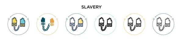 새하얀 스트로크 스타일로 제도의 아이콘이었습니다 노예의 아이콘에 삽화는 모바일 Web — 스톡 벡터