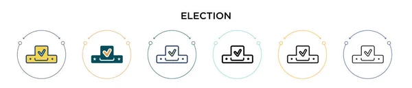 Wahlsymbole Ausgefüllter Dünner Linie Umriss Und Strichstil Vektorillustration Von Zwei — Stockvektor