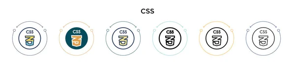 Ikona Css Wypełnionym Cienkiej Linii Zarys Styl Udaru Wektorowe Ilustracja — Wektor stockowy