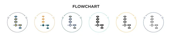 Flowchart Icon Filled Thin Line Outline Stroke Style Векторная Иллюстрация — стоковый вектор