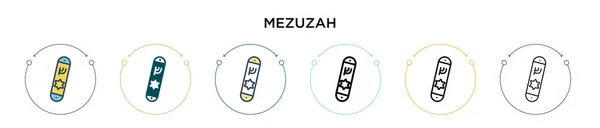 Ícone Mezuzah Cheio Linha Fina Contorno Estilo Curso Ilustração Vetorial —  Vetores de Stock