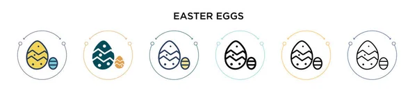 Icono Huevos Pascua Línea Llena Delgada Contorno Estilo Trazo Ilustración — Archivo Imágenes Vectoriales