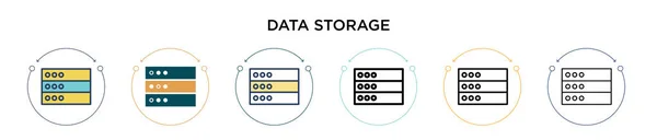 Data Storage Icon Filled Thin Line Outline Stroke Style Vector — Stock Vector