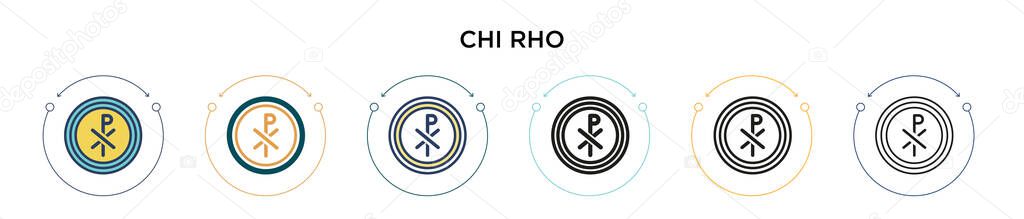 Chi rho icon in filled, thin line, outline and stroke style. Vector illustration of two colored and black chi rho vector icons designs can be used for mobile, ui, web