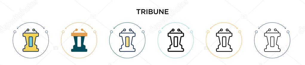 Tribune icon in filled, thin line, outline and stroke style. Vector illustration of two colored and black tribune vector icons designs can be used for mobile, ui, web