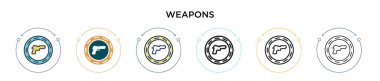 Silah simgesi dolu, ince çizgi, özet ve vuruş stili. Mobil, ui, web için iki renkli ve siyah silah vektör ikonu tasarımı vektör illüstrasyonu kullanılabilir