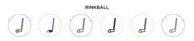 Rinkball ikonu doldurulmuş, ince çizgi, özet ve vuruş stili. Mobil, ui, web için iki renkli ve siyah rinkball vektör ikonu tasarımı vektör illüstrasyonu kullanılabilir