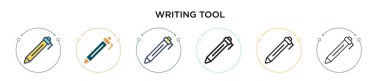 Yazma aracı simgesi doldurulmuş, ince çizgi, özet ve vuruş tarzı. Mobil, ui, web için iki renkli ve siyah yazma aracı vektör ikonu tasarımı vektör illüstrasyonu kullanılabilir