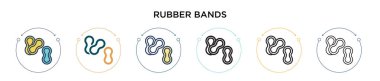 Lastik bant ikonu dolu, ince çizgi, özet ve vuruş stili. Mobil, ui, web için iki renkli ve siyah kauçuk vektör ikonu tasarımı vektör illüstrasyonu kullanılabilir