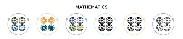 채워진 스트로크 스타일의 수학적 아이콘 과검은 아이콘 디자인의 삽화는 모바일 — 스톡 벡터