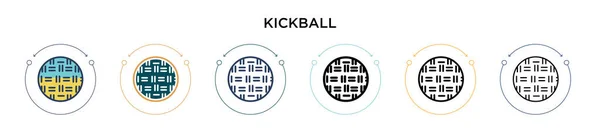 Icono Kickball Línea Llena Delgada Contorno Estilo Trazo Ilustración Vectorial — Vector de stock