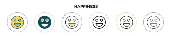 Happiness Icon Filled Thin Line Outline Stroke Style Vector Illustration — Stock Vector