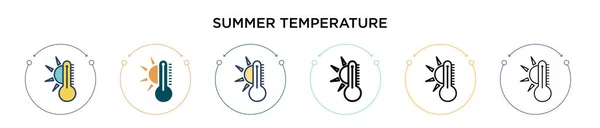 Yaz Sıcaklığı Ikonu Dolu Ince Çizgi Özet Vuruş Stili Mobil — Stok Vektör
