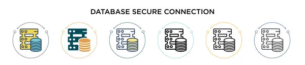 Veritabanı Güvenli Bağlantı Simgesi Dolu Ince Çizgi Özet Vuruş Tarzı — Stok Vektör