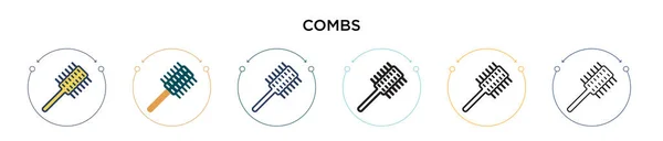塗りつぶし 細い線 アウトライン ストロークのスタイルでアイコンを結合します 2つの色と黒の櫛のベクトルのイラストベクトルのアイコンのデザインは モバイル Webに使用することができます — ストックベクタ