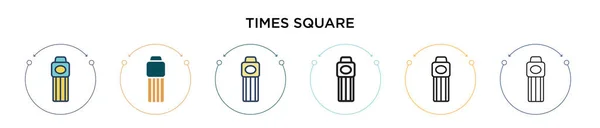 Ikona Times Square Vyplněném Tenkém Řádku Obrysu Stylu Tahu Vektorové — Stockový vektor