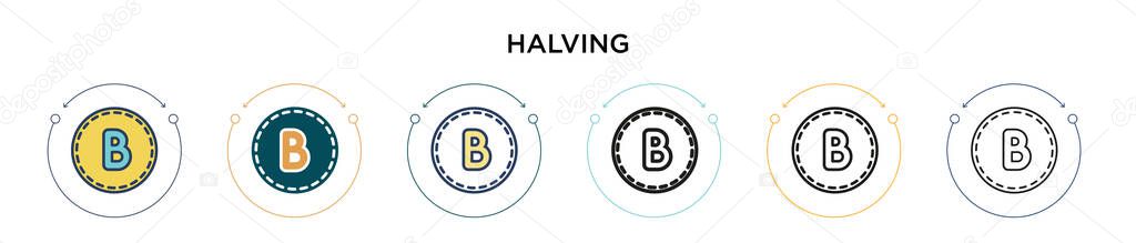 Halving icon in filled, thin line, outline and stroke style. Vector illustration of two colored and black halving vector icons designs can be used for mobile, ui, web