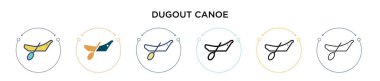 Sığınak kano ikonu dolu, ince çizgi, ana hatlar ve vuruş stili. Mobil, ui, web için iki renkli ve siyah kano vektör ikonu tasarımı vektör illüstrasyonu kullanılabilir