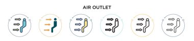 Hava çıkış simgesi doldurulmuş, ince çizgi, özet ve vuruş stili. Mobil, ui, web için iki renkli ve siyah hava çıkış vektör simgesi tasarımı vektör illüstrasyonu kullanılabilir