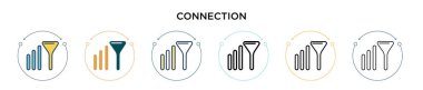 Bağlantı sinyali simgesi doldurulmuş, ince çizgi, özet ve vuruş stili. Mobil, ui, web için iki renkli ve siyah bağlantı sinyal vektör ikonu tasarımı vektör illüstrasyonu kullanılabilir