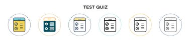 Test sınav ikonu doldurulmuş, ince çizgi, özet ve vuruş stili. Mobil, ui, web için iki renkli ve siyah test vektör ikonu tasarımı vektör illüstrasyonu kullanılabilir