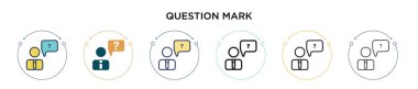 Soru işareti simgesi dolu, ince çizgi, özet ve vuruş stili. Mobil, ui, web için iki renkli ve siyah soru işareti vektör simgesi tasarımının vektör illüstrasyonu kullanılabilir