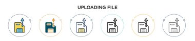 Dosya simgesi yükleniyor. Dolu, ince çizgi, özet ve vuruş stili. Mobil, ui, web için iki renkli ve siyah dosya vektör ikonu dizaynının vektör illüstrasyonu kullanılabilir