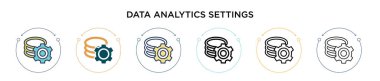 Veri analiz ayarları simgesi doldurulmuş, ince çizgi, özet ve vuruş stili. Mobil, ui, web için iki renkli ve siyah veri analiz ayarları vektör ikonu tasarımları vektör illüstrasyonu kullanılabilir