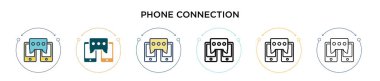 Telefon bağlantısı simgesi doldurulmuş, ince çizgi, özet ve vuruş stili. Mobil, ui, web için iki renkli ve siyah telefon bağlantı vektör ikonu tasarımının vektör illüstrasyonu kullanılabilir